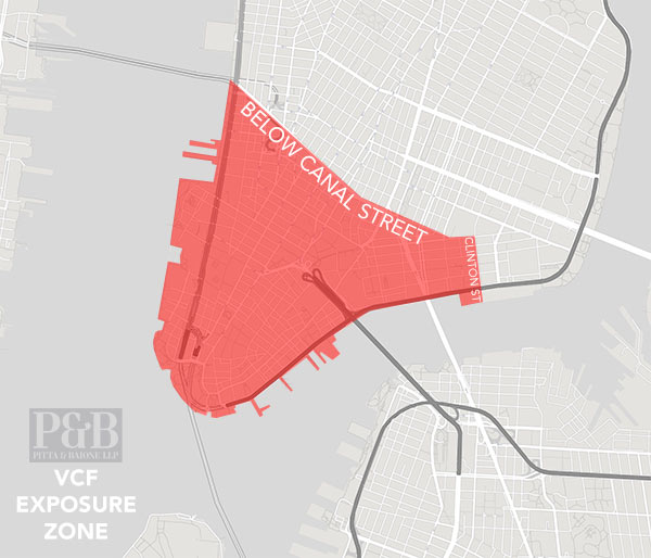 A map of the VCF exposure zone from Below Canal Street
